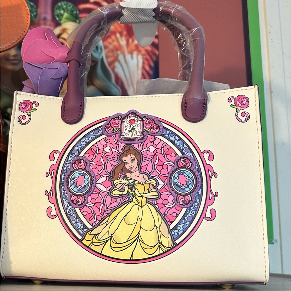 Loungefly Cream and Purple Belle Tote
